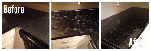 Before and After Faux Granite counters